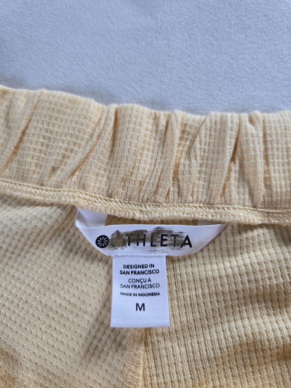 Athleta▪️Wind Down Sleep Short Waffle-Knit in Light Yellow - Picture 2 of 11